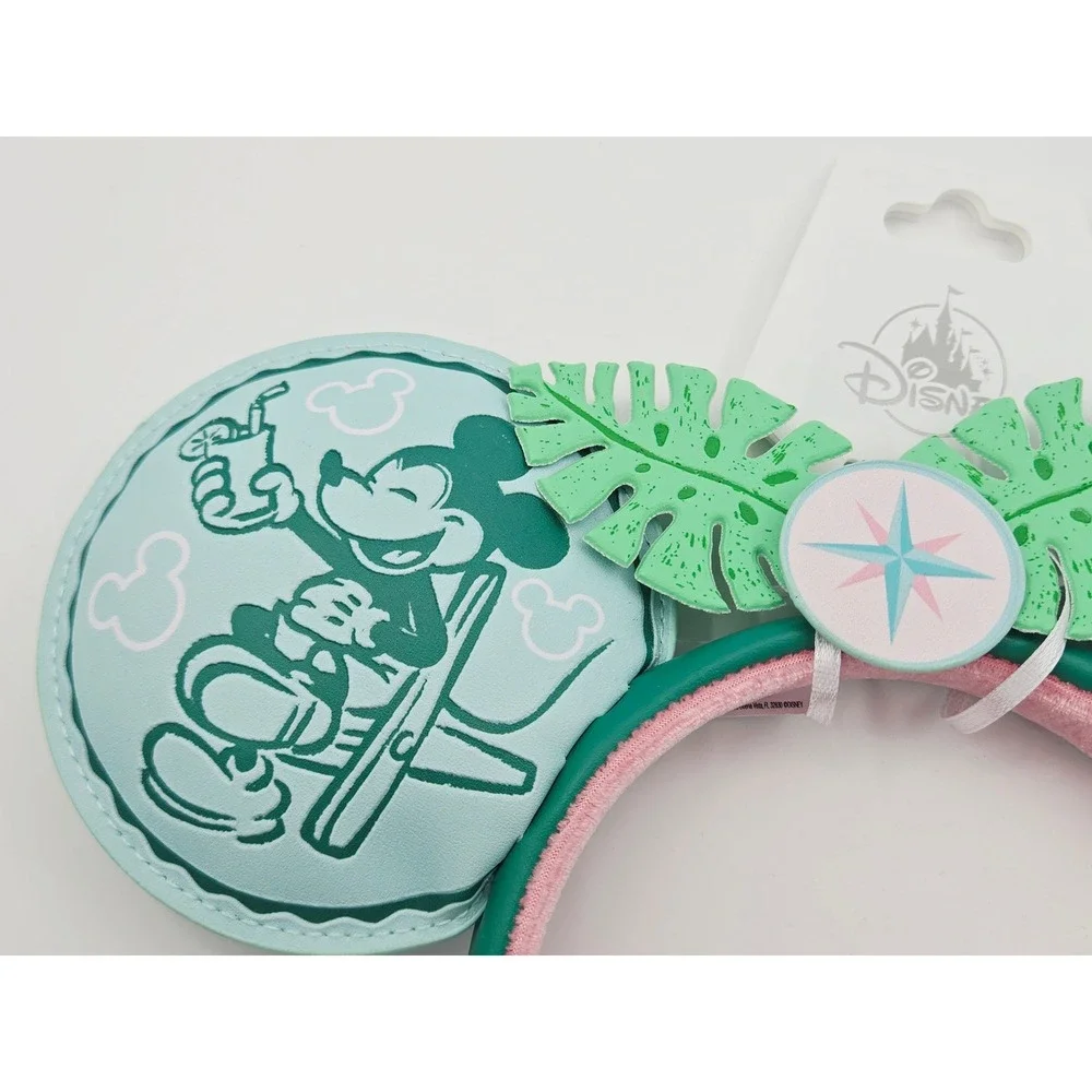 Disney Vacation Club Member Loungefly Ear Headband Teal Pink Tropical Mickey DVC